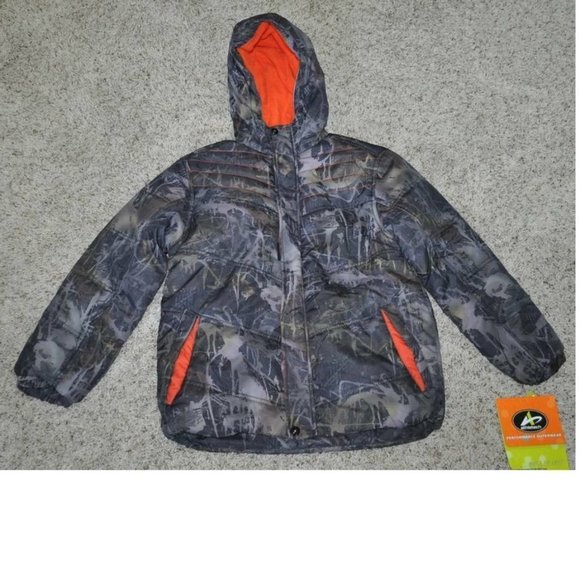 Boys Winter Jacket Camo 14/16 Hooded Puffer Snow Heavy Zip Up Athletech - Picture 1 of 6
